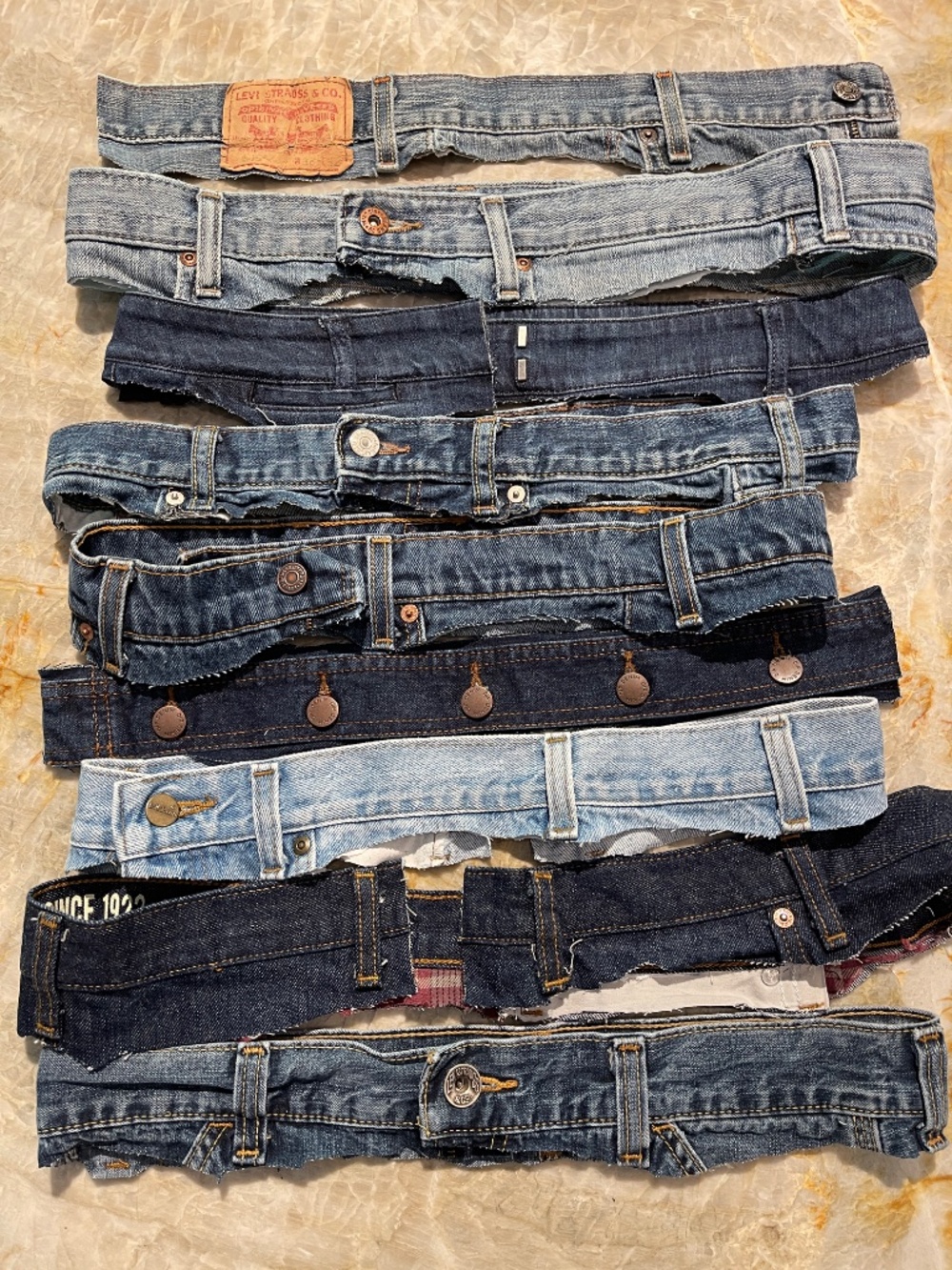 Denim Waistband Scraps for Crafting Upcycling